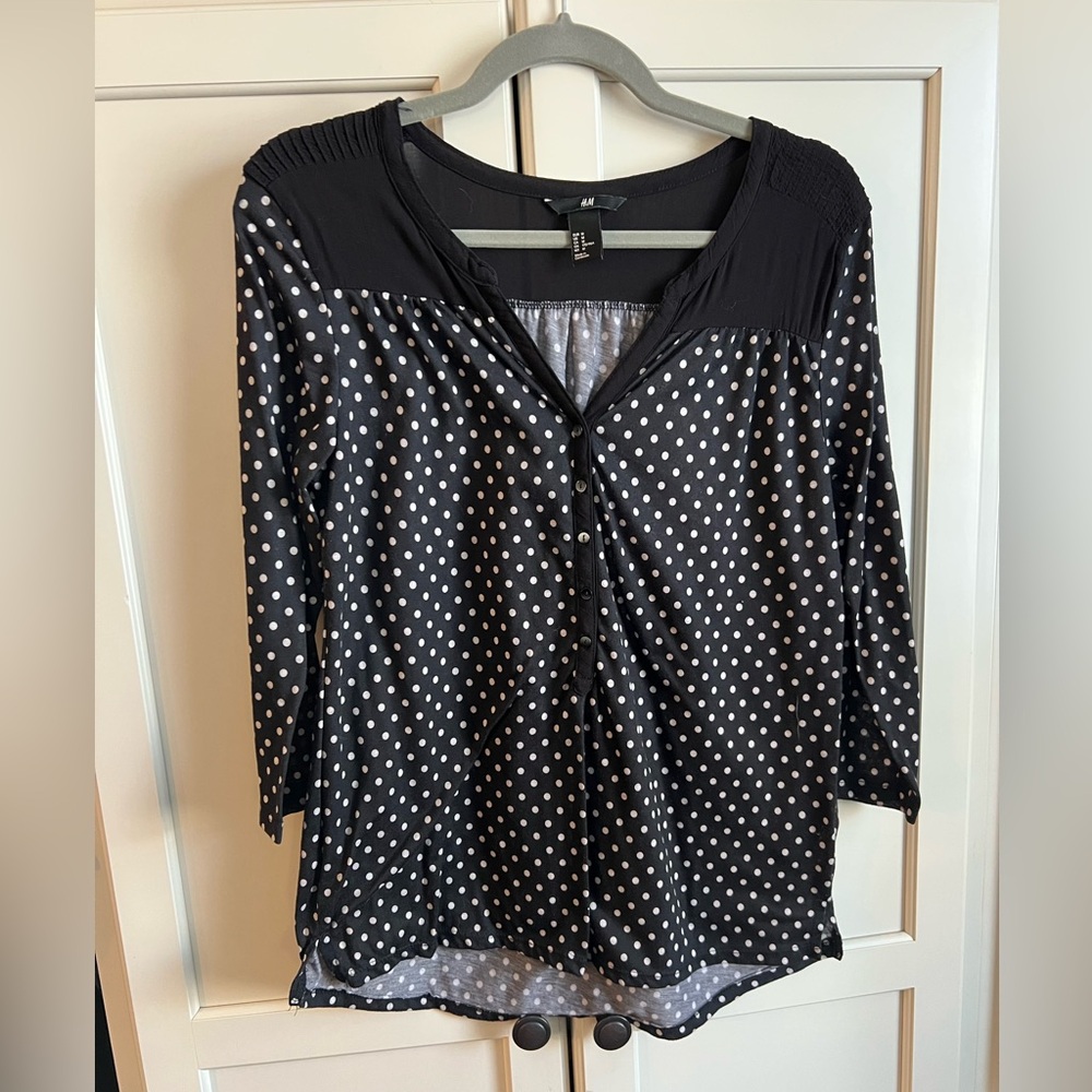 H&M Black and White‎ Polka Dot Blouse